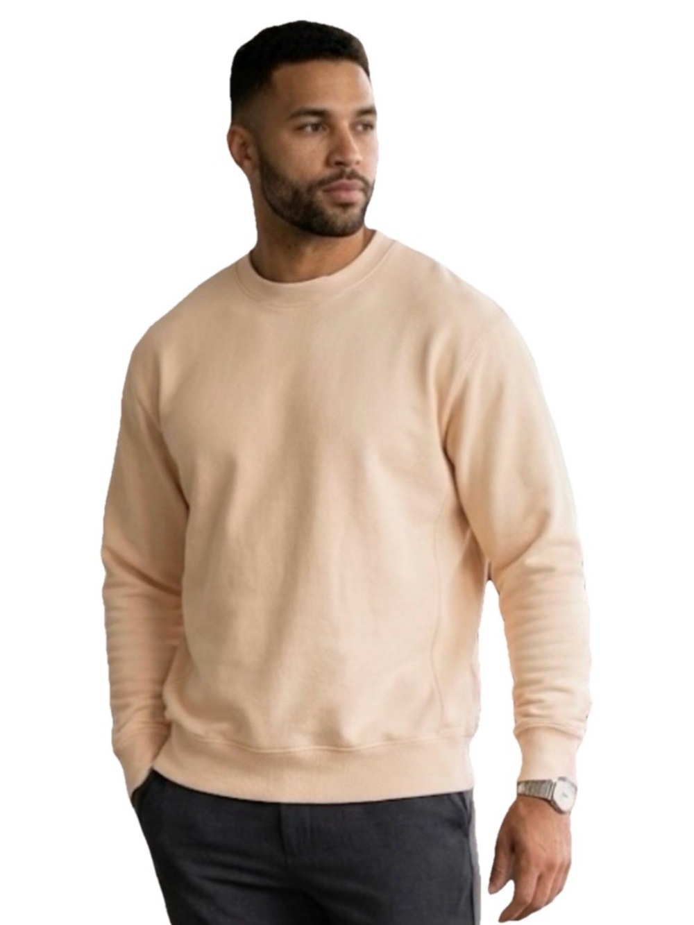 Sporty & Rich Men’s Cream Cotton Crew Neck Sweatshirt Size XS, Medium, & Large